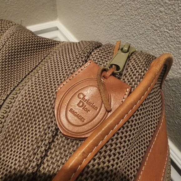Vtg Christian Dior Canvas Leather Weekender Travel Duffle Bag w/ Strap - Picture 9 of 16